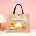 Teacher jute tote bag, cute cartoon print canvas handbag, school gift cross-border style - Maestra Eres Mi Luz Spanish Style (19)