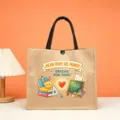 Teacher theme jute tote bag, cartoon school print linen handbag, perfect custom gift. - Mejor Profe Gracias Por Todo Spanish Style (20)