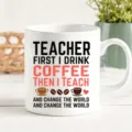 Tazza da caffè in ceramica per insegnanti con testo motivazionale per uso quotidiano. - Confezione regalo tazza singola / Stile Cambiare il Mondo
