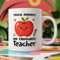 Cute teacher appreciation ceramic coffee mug with sweet apple print, perfect gift for teachers. - Style 13 / 350ml