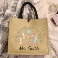 Personalisierte Jute-Tragetasche mit Wissenschaftsdruck für Lehrer und Geschenke. - Stil 11