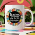 Ceramic coffee mug with teacher appreciation book print, ideal office gift for teachers. - Campus Strong Gratitude English Style 13 / 350ml