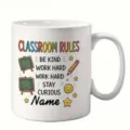 Tasse à café en céramique blanche règles de classe enseignant cadeau personnalisé - Style 9 / 350ml