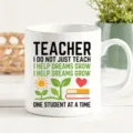 Teacher coffee mug with inspirational quote ceramic cup for teacher appreciation gift 11oz - Single Cup Gift Box Set / Dream Grower Style