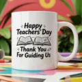Tasse en ceramique blanche avec citation de la fete des enseignants et beau design livre. - Style Ton Rouge Merci pour Vos Conseils (6) / 350ml Paquet Unique