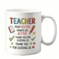 Tasse à café en céramique blanche pour enseignant avec texte anglais inspirant et jolies écoles. - Style 7 / 350ml