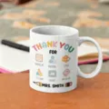 Tazza da caffè in ceramica personalizzata per insegnanti con design colorato di ringraziamento. - Stile 7 / 350ml