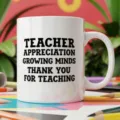 Tasse a cafe en ceramique pour professeur, mug blanc texte noir ideal cadeau de bureau. - Style Croquis Livre Merci pour l'Enseignement (4) / 350ml Paquet Unique
