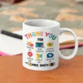 Tazza da caffè in ceramica per insegnanti con design colorato di ringraziamento in ufficio. - Modello 6 / 350ml