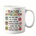 Teacher appreciation ceramic coffee mug with cute cartoon apple gift print for school day. - Style 4 / 350ml