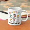 Tazza in ceramica di ringraziamento per insegnante con testo personalizzato e simpatici motivi. - modello 3 / 350ml