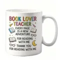 Teacher ceramic coffee mug with cute book lover print, perfect gift for educators and readers. - Style 2 / 350ml