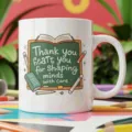 Ceramic coffee mug with blackboard and book cartoon design, ideal teacher gift for office use. - Cartoon Blackboard Thanks Style 4 / 350ml