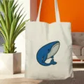 Borsa shopper in tela casual con simpatica stampa di balena blu, ideale per l'uso quotidiano. - Stile Balena Semplice Disegnata a Mano (11)
