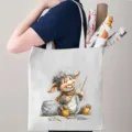 Leuke cartoon schaap canvas tote tas, retro breien dier schouder shopping tas voor dagelijks. - Grote Capaciteit Dagelijkse Casual Boodschappen Stijl (08)