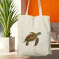 Borsa shopper in tela con stampa di tartaruga marina, perfetta per il commuting quotidiano. - Stile Tartaruga Marina Realistica (07)