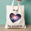 Segeltuch Tragetasche für Damen große Kapazität Schultertasche ästhetisches Herz Print Tasche - Kosmischer Stern-Stil (11)