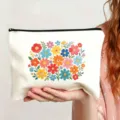 Blumen-Leinwand Kosmetiktasche für Damen, tragbare Make-up Aufbewahrungstasche mit Reißverschluss. - Stil 2