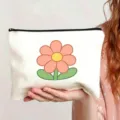 Leinwand Make-up Tasche mit niedlichem Retro-Blumenmuster, praktischer Reißverschluss. - Stil 1
