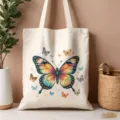 Borsa tote in tela con stampa di farfalle colorate, ideale per l'uso quotidiano e lo shopping. - Stile con Stampa Grande Farfalla Acquerello (20)
