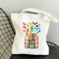 Einfashionliche Segeltuch-Tragetasche mit buntem Bonbon-Glas-Druck für Reise und Alltag. - Exquisite Illustration Stil (010)