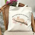 Cute watercolor bunny canvas tote bag detail, featuring floral branch print and lovely slogan. - Rabbit Branch Style (19)