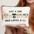 Canvas zipper clutch bag with cute cartoon dogs print, perfect for daily travel and holiday gifts. - Puppy Style (011)