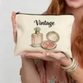 Trousse de maquillage en toile style vintage avec fermeture éclair pour voyage quotidien. - Style Vintage (19)