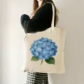 Lässiger blauer Hortensien-Druck Canvas Tragetasche für Damen und Herren, stilvolle Alltagstasche. - Blaue Hortensie (6) / 35x40cm