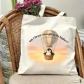 Canvas tote bag with cute penguin hot air balloon print, casual shoulder bag for travel shopping - Balloon Penguin Style (14)