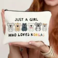 Cute canvas cosmetic bag with funny koala print, ideal portable zipper pouch for daily travel. - Koala Style (011)