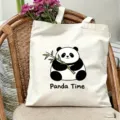 Segeltuch Tragetasche mit niedlichem Panda Motiv und Griffen, ideal für tägliche Einkäufe. - Panda Zeit Stil / 35*40cm