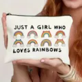 Segeltuch Kosmetiktasche mit niedlichem Regenbogen Druck, ideal für Reisen und Geschenke. - Regenbogen-Stil (011)