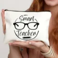 Borsa cosmetica in tela per insegnante con stampa, pochette con cerniera per uso quotidiano. - Stile 18