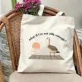 Borsa shopper in tela con simpatica oca, borsa a tracolla casual per viaggi e acquisti quotidiani. - Stile Oca (1)