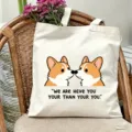 Süsser Corgi Hund Druck Segeltuch Tragetasche, lässige Schulterhandtasche für Reise Einkauf. - Corgi Gegenüber Stil / 35*40cm