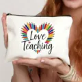 Pochette cosmetica in tela con design cuore a matita, regalo insegnante ideale organizer. - Stile 16