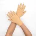 Women short milk silk stretch gloves thin sun protection gloves for cycling detail view - Nude
