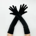Black velvet long gloves winter elegant vintage evening party opera gloves costume accessories - One Size / Black