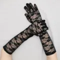 Gants longs en dentelle noire pour femme, accessoires de mariage de protection solaire. - Taille unique / Noir