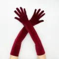 Vintage long velvet gloves wine red opera evening gloves for women retro party costume 1pc - One Size / Burgundy