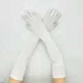 Long velvet gloves winter warm stage performance vintage retro prom gloves for women - One Size / White