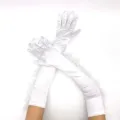 Gants longs en satin blanc pour femmes, style vintage années 1920, accessoires de fête. - Blanc