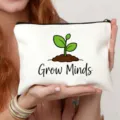 Borsa cosmetica in tela bianca con stampa di piante, regalo di apprezzamento - Stile 14