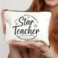 Borsa per cosmetici in tela con stampa Star Teacher, regalo ideale per insegnante, borsa. - Stile 13