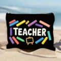 Leraar cosmetische tas schattige krijt print zwarte make up etui draagbare reis opbergtas - Stijl 4