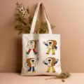 Modische Canvas Tragetasche mit niedlichem Cartoon Brot-Figuren Druck, ideal für den Alltag. - Stil 19 / 35*40cm
