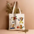 Stofftasche aus Canvas mit süßem lustigen Cartoon-Brot-Druck, lässige Schultertasche für Alltag. - Stil 17 / 35*40cm