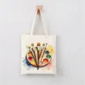 Bolso tote de lona con diseño de paleta de pintura de acuarela, bolso casual para uso diario. - Estilo Arte Paleta Y Pincel / 35*40cm