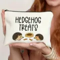 Cute hedgehog canvas zipper pouch makeup bag for daily travel and lovely holiday gifts. - Hedgehog Treats Style B (13)